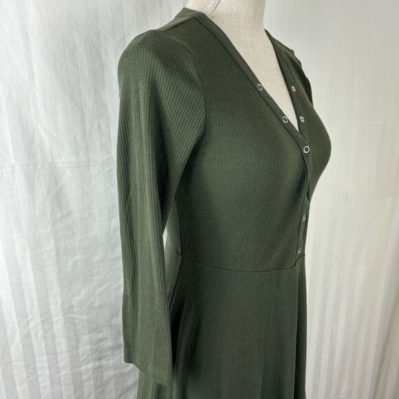 Forever 21 Green Ribbed A Line Mini Dress Size Medium - Picture 5 of 10
